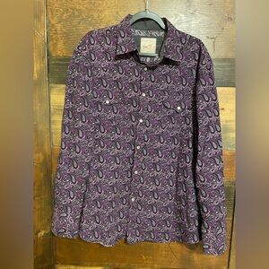 Cowboy Honor Purple and Black Paisley Pearl Snap Long Sleeve Shirt